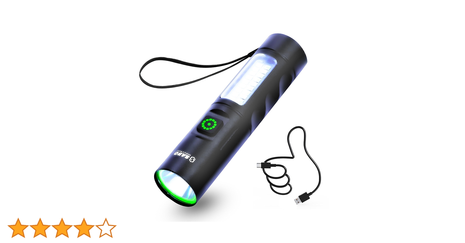 USB充電式 黒色 懐中電灯 USB充電式 黒色 懐中電灯